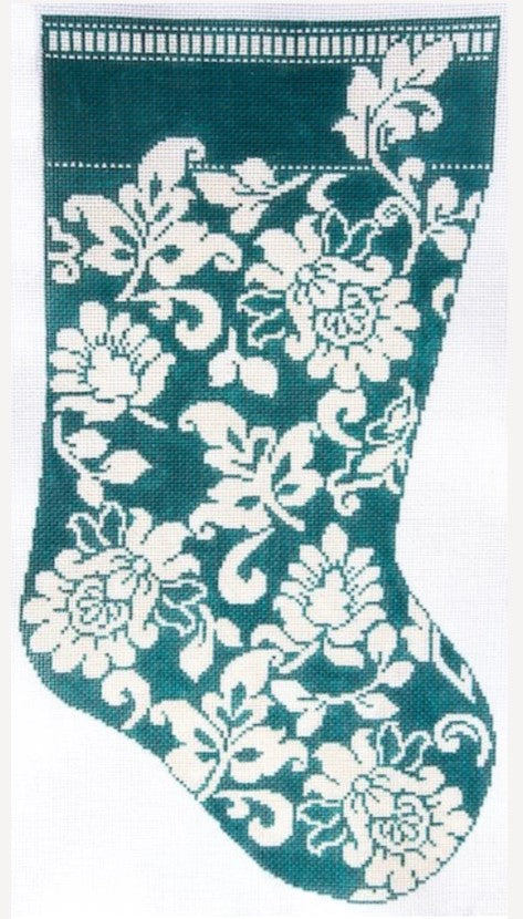 Karen's Teal Damask Stocking-18M