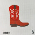 Orange and White Cowboy Boot - Printed