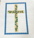 Floral Cross Blue Chain Border