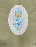 Spa Bear Blue Robe on Pink Stripes