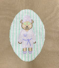 Spa Bear Purple Robe On Green Stripes