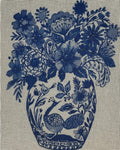 Blue Vase With Bunch of Blue Flowers
